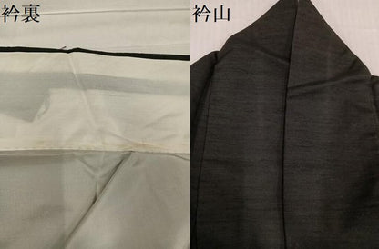 平和屋着物●訪問着 紬地 手描き 舞蝶文 黒地 金彩 正絹 逸品 AABD0778ph