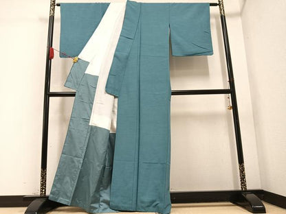 平和屋着物●上質な紬 色無地 浅縹色 正絹 逸品 AABD0780ph