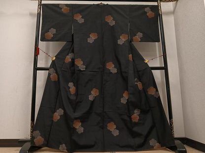 平和屋着物●上質な紬 捻じ梅 正絹 逸品 AABD0782ph