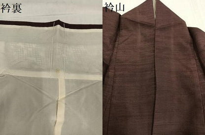 平和屋着物●上質な紬 色無地 濃色 正絹 逸品 AABD0790ph