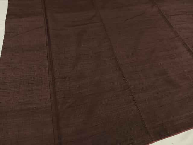 平和屋着物●上質な紬 色無地 濃色 正絹 逸品 AABD0790ph