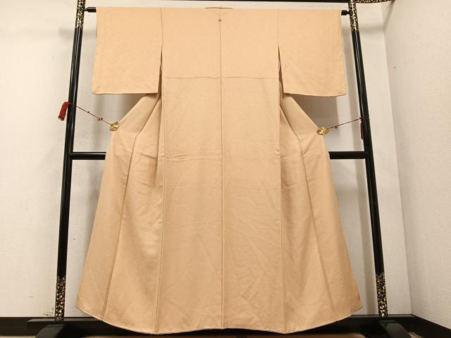 平和屋着物●上質な色無地　花唐草地紋　丁子色　正絹　逸品　AABD0794ph