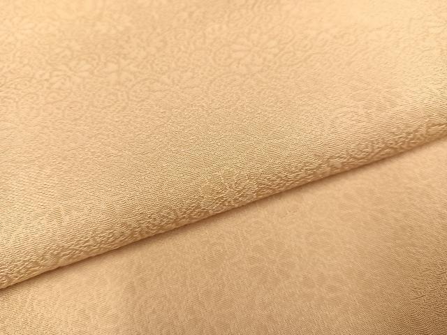 平和屋着物●上質な色無地　花唐草地紋　丁子色　正絹　逸品　AABD0794ph