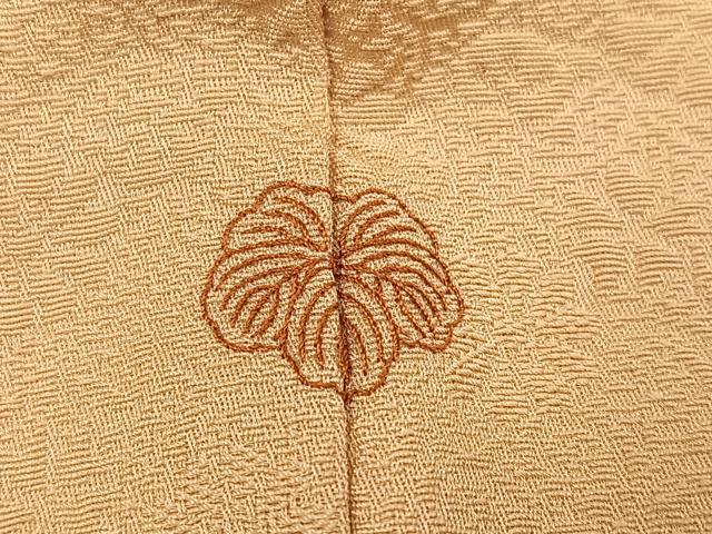 平和屋着物●上質な色無地　花唐草地紋　丁子色　正絹　逸品　AABD0794ph