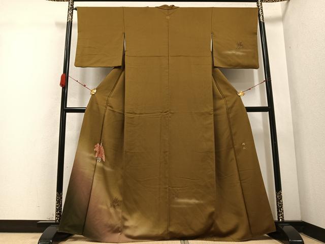 平和屋着物●訪問着　手描き　羽衣　女人松文　金彩　正絹　逸品　AABD0796ph