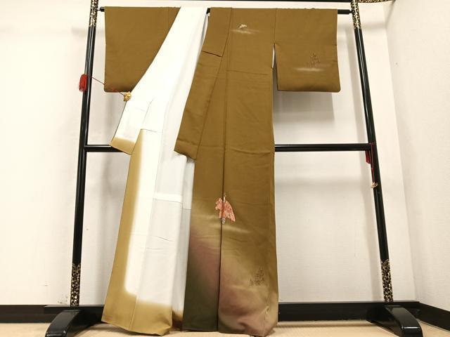 平和屋着物●訪問着　手描き　羽衣　女人松文　金彩　正絹　逸品　AABD0796ph