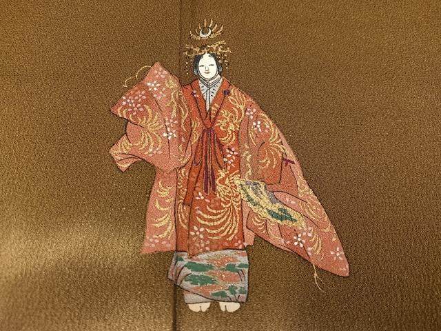 平和屋着物●訪問着　手描き　羽衣　女人松文　金彩　正絹　逸品　AABD0796ph