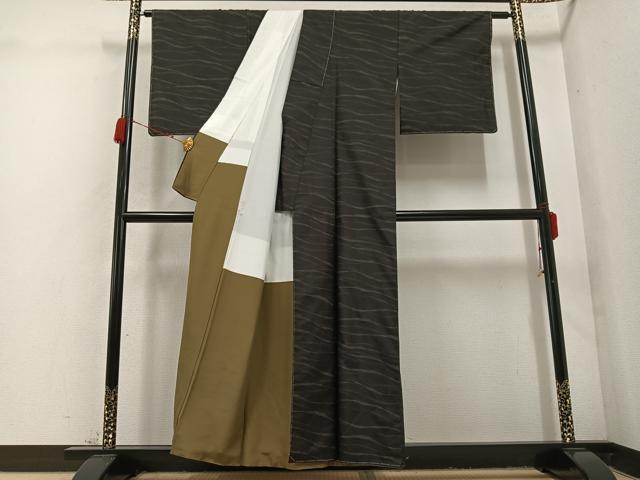 平和屋着物●本場大島紬　カタス9マルキ　流水文　正絹　逸品　未使用　AABD0806ph