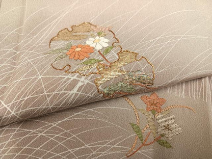 平和屋着物●訪問着　駒刺繍　竹屋町刺繍　雪輪花文　正絹　逸品　AABD0807ph