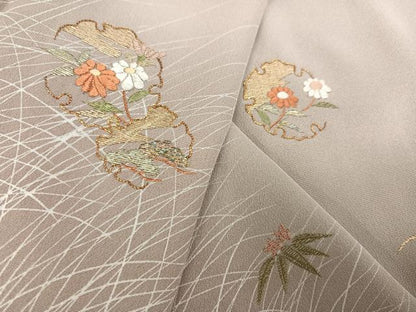 平和屋着物●訪問着　駒刺繍　竹屋町刺繍　雪輪花文　正絹　逸品　AABD0807ph