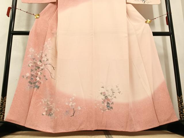 平和屋着物●訪問着　友禅　花鳥文　暈し染め　正絹　逸品　未使用　AABD0809ph