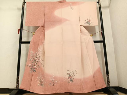平和屋着物●訪問着　友禅　花鳥文　暈し染め　正絹　逸品　未使用　AABD0809ph