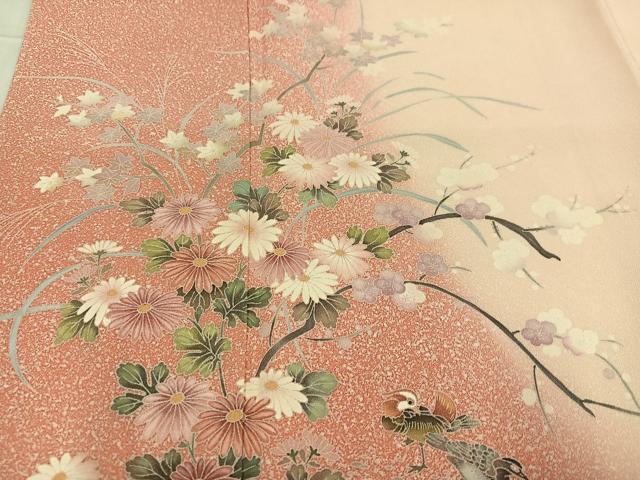平和屋着物●訪問着　友禅　花鳥文　暈し染め　正絹　逸品　未使用　AABD0809ph