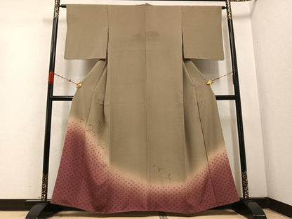 平和屋着物●訪問着　刺繍　草花文　暈し染め　正絹　逸品　AABD0816ph