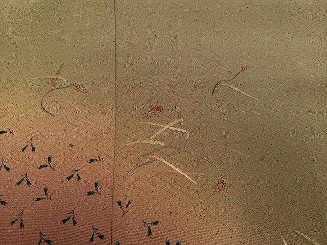 平和屋着物●訪問着　刺繍　草花文　暈し染め　正絹　逸品　AABD0816ph