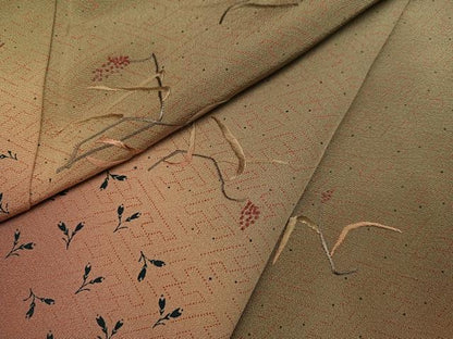 平和屋着物●訪問着　刺繍　草花文　暈し染め　正絹　逸品　AABD0816ph