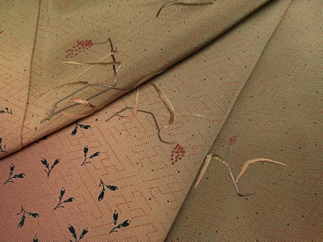 平和屋着物●訪問着　刺繍　草花文　暈し染め　正絹　逸品　AABD0816ph