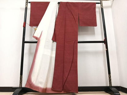 平和屋着物●上質な紬　色無地　小豆色　正絹　逸品　未使用　AABD0817ph