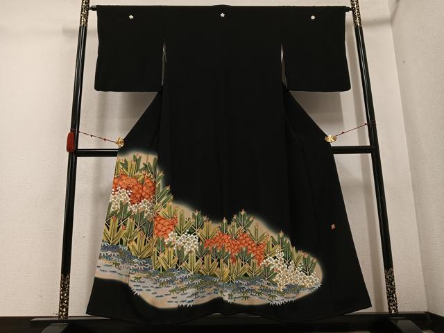 平和屋着物●豪華黒留袖　作家物　松竹梅　暈し染め　正絹　逸品　AABD0819ph