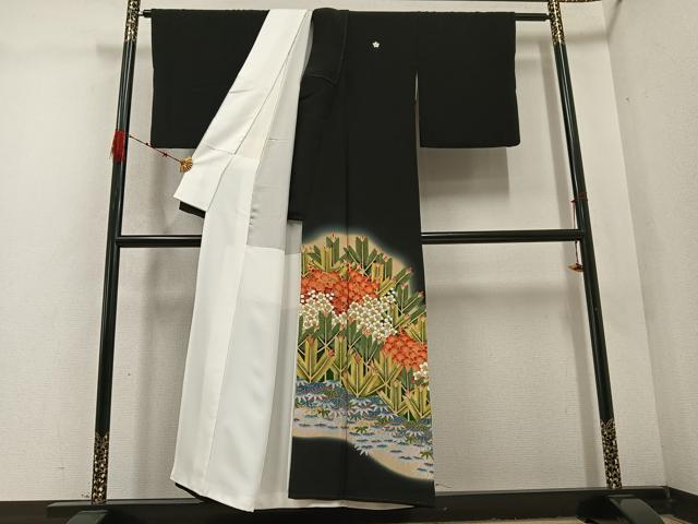 平和屋着物●豪華黒留袖　作家物　松竹梅　暈し染め　正絹　逸品　AABD0819ph