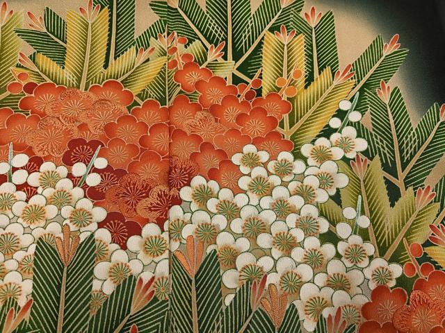平和屋着物●豪華黒留袖　作家物　松竹梅　暈し染め　正絹　逸品　AABD0819ph