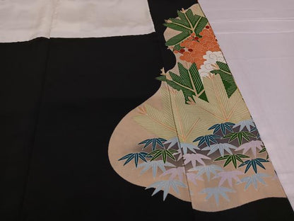 平和屋着物●豪華黒留袖　作家物　松竹梅　暈し染め　正絹　逸品　AABD0819ph