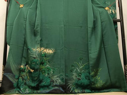平和屋着物●豪華振袖 草花文 金彩 正絹 逸品 AABD0826ph