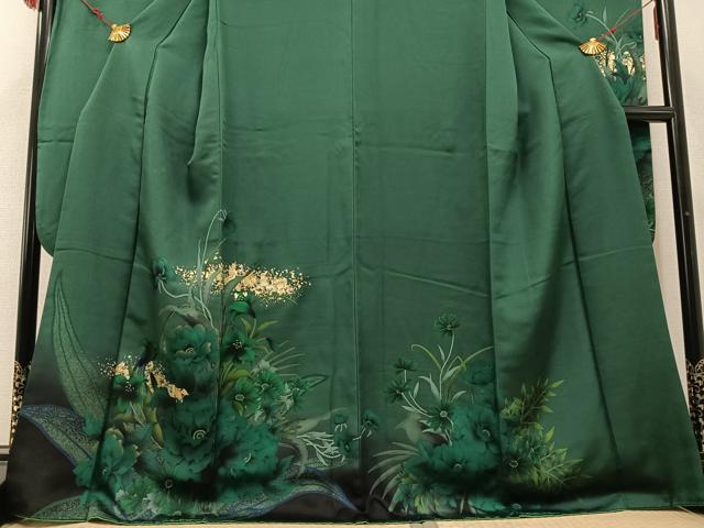 平和屋着物●豪華振袖 草花文 金彩 正絹 逸品 AABD0826ph