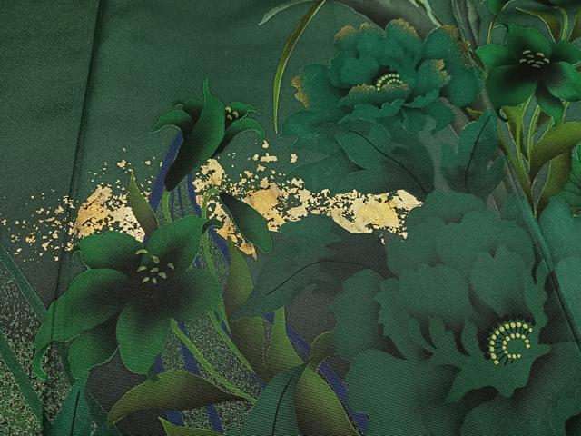 平和屋着物●豪華振袖 草花文 金彩 正絹 逸品 AABD0826ph