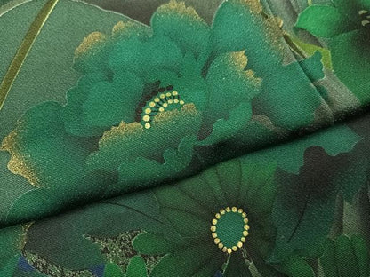 平和屋着物●豪華振袖 草花文 金彩 正絹 逸品 AABD0826ph