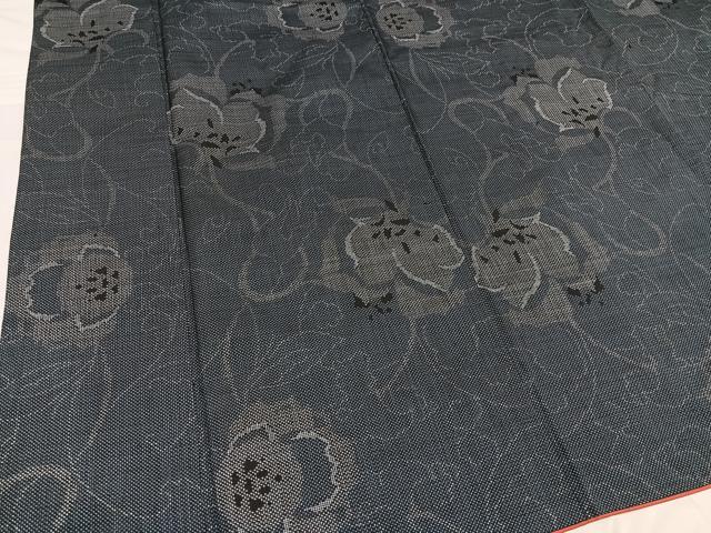 平和屋着物●本場大島紬 一元絣 草花文 正絹 逸品 AABD0830ph