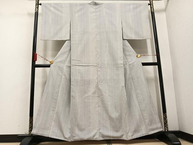 平和屋着物●本塩沢　110亀甲　間道　正絹　逸品　AABD0831ph