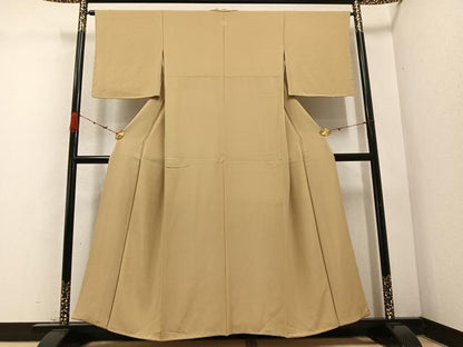 平和屋着物●上質な色無地 枯色 正絹 逸品 未使用 AABD0832ph