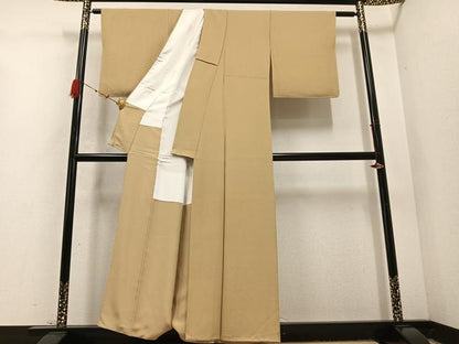 平和屋着物●上質な色無地 枯色 正絹 逸品 未使用 AABD0832ph