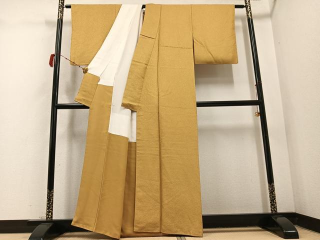平和屋着物●上質な色無地 飴色 正絹 逸品 AABD0834ph