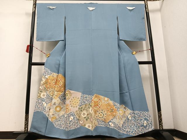 平和屋着物●創業460年・千總　色留袖　駒刺繍　花唐草文　金彩　三越扱い　正絹　逸品　未使用　AABD0836ph