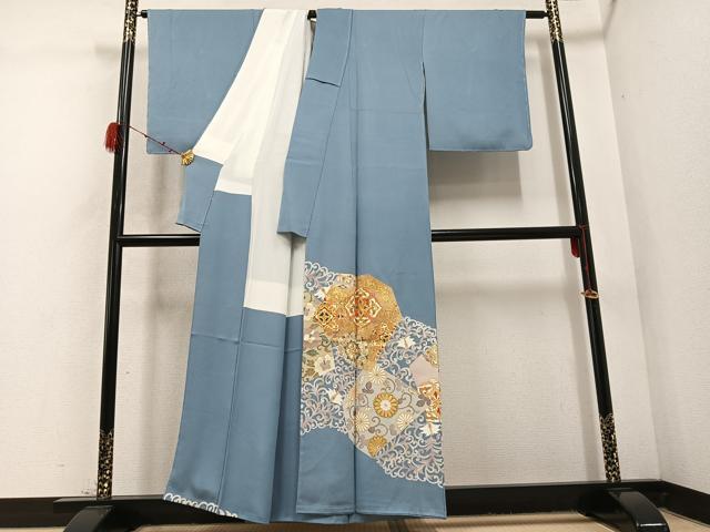 平和屋着物●創業460年・千總　色留袖　駒刺繍　花唐草文　金彩　三越扱い　正絹　逸品　未使用　AABD0836ph