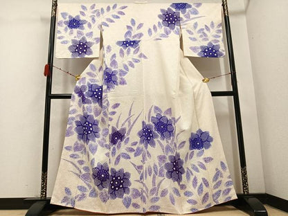 平和屋着物●訪問着 総絞り 草花文 正絹 逸品 AABD0837ph