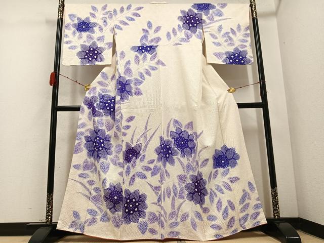 平和屋着物●訪問着 総絞り 草花文 正絹 逸品 AABD0837ph
