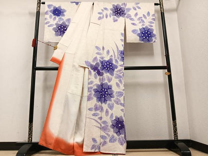 平和屋着物●訪問着 総絞り 草花文 正絹 逸品 AABD0837ph