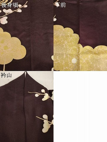 平和屋着物●豪華振袖 流水梅文 金彩 正絹 逸品 AABD0849ck