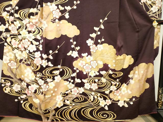 平和屋着物●豪華振袖 流水梅文 金彩 正絹 逸品 AABD0849ck