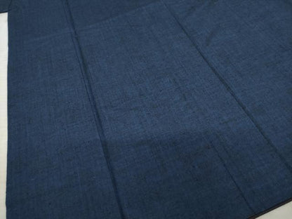 平和屋着物●男性　紬　アンサンブル　色無地　青褐色　正絹　逸品　AABD0851ck