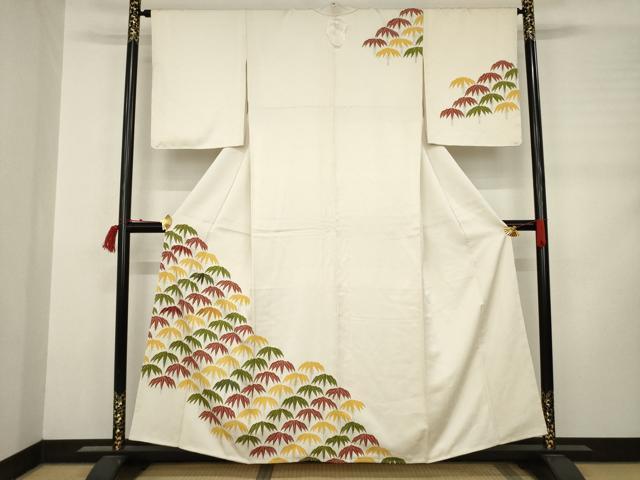 平和屋着物●訪問着 刺繍 笹竹文 金彩 正絹 逸品 AABD0854ck
