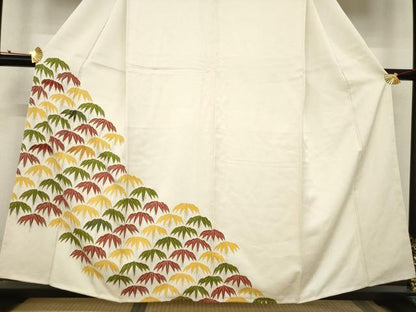 平和屋着物●訪問着 刺繍 笹竹文 金彩 正絹 逸品 AABD0854ck