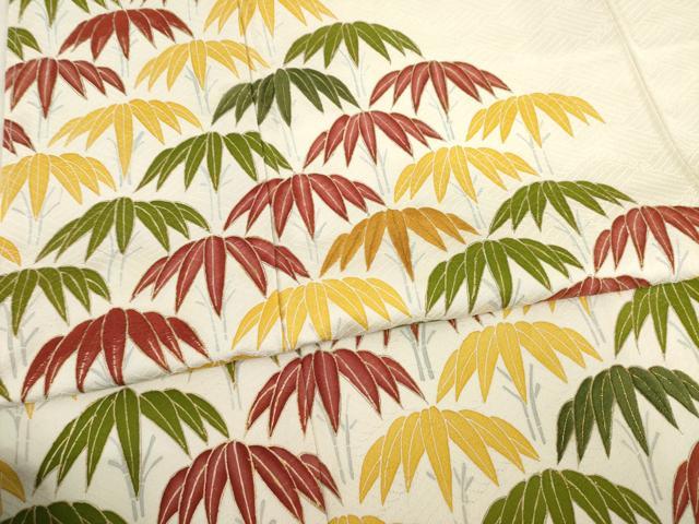 平和屋着物●訪問着 刺繍 笹竹文 金彩 正絹 逸品 AABD0854ck
