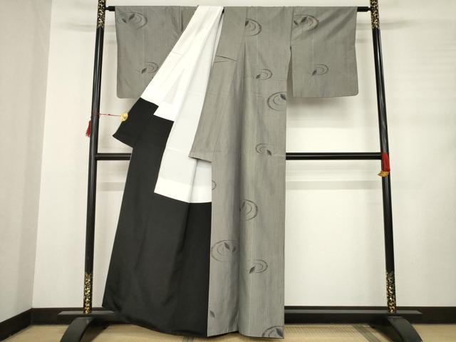 平和屋着物●上質な紬　落ち葉　波紋　正絹　逸品　AABD0860ck