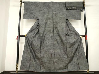 平和屋着物●本場大島紬　カタス7マルキ　波文　ともはら紬謹製　反端付き　正絹　逸品　AABD0862ck