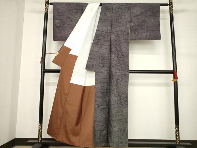 平和屋着物●本場大島紬　カタス7マルキ　波文　ともはら紬謹製　反端付き　正絹　逸品　AABD0862ck