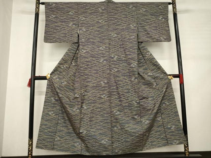 平和屋着物●本場大島紬　一元7マルキ　笹竹文　正絹　逸品　AABD0869ck